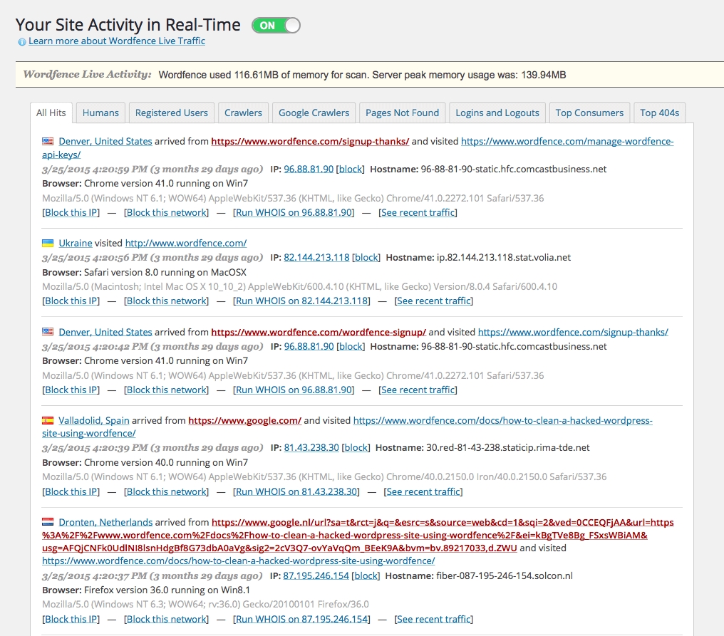Wordfence-security-real-time-site-activity