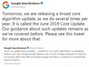 June 2019 Broad Core Algorithm Update